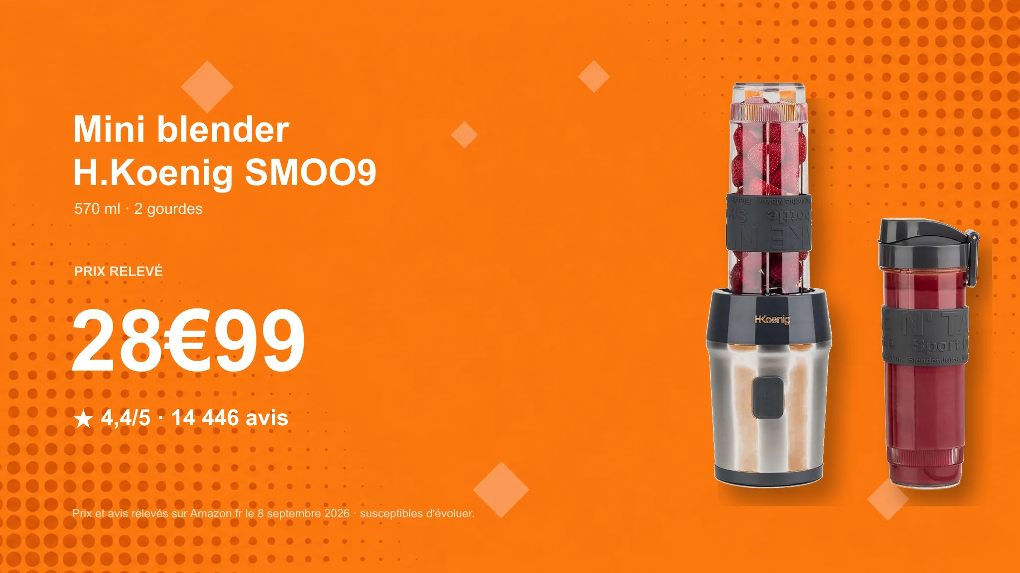 Blender compact pour smoothies et collations